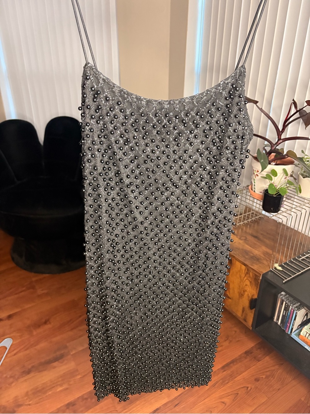 Fashion Nova Black Beaded Mini Dress